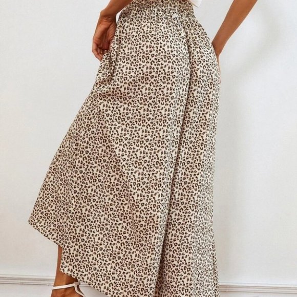 Leopard Print Tie Front Slit Skirt - Picture 7 of 8